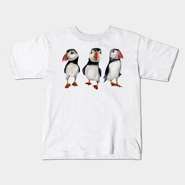 Puffins in september Kids T-Shirt by msmart